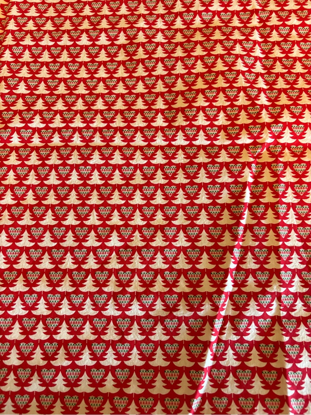 Festive Red and Gold Holiday Tree Print Fabric 1 yard by 44